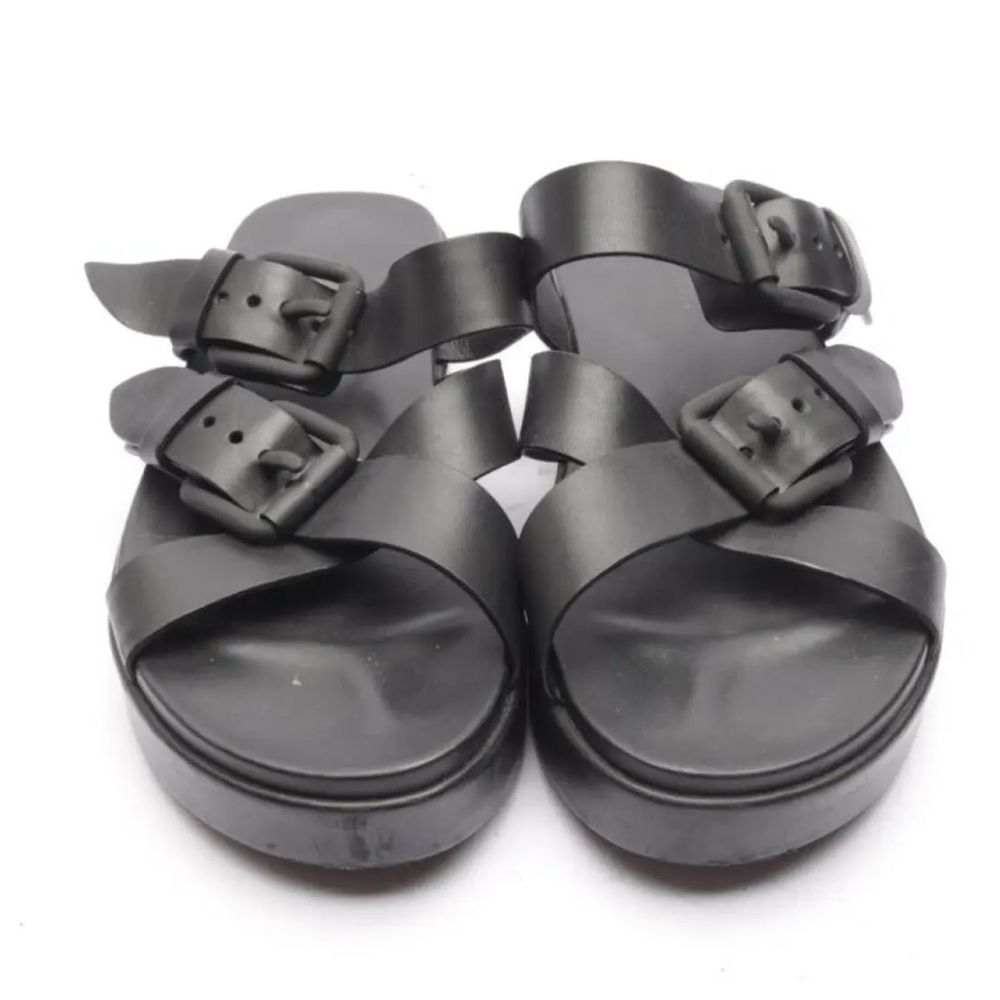Designer Alexander Wang criss cross leather buckle PLATFORM SLIDES SIZE 6/37 EUC